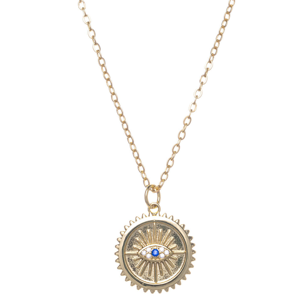 Round evil eye pendant necklace 40cm +5cm (Steel 316L)