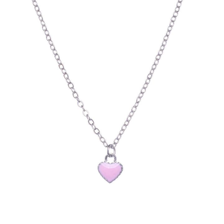 Coloured heart pendant necklace 40cm +5cm (Steel 316L)