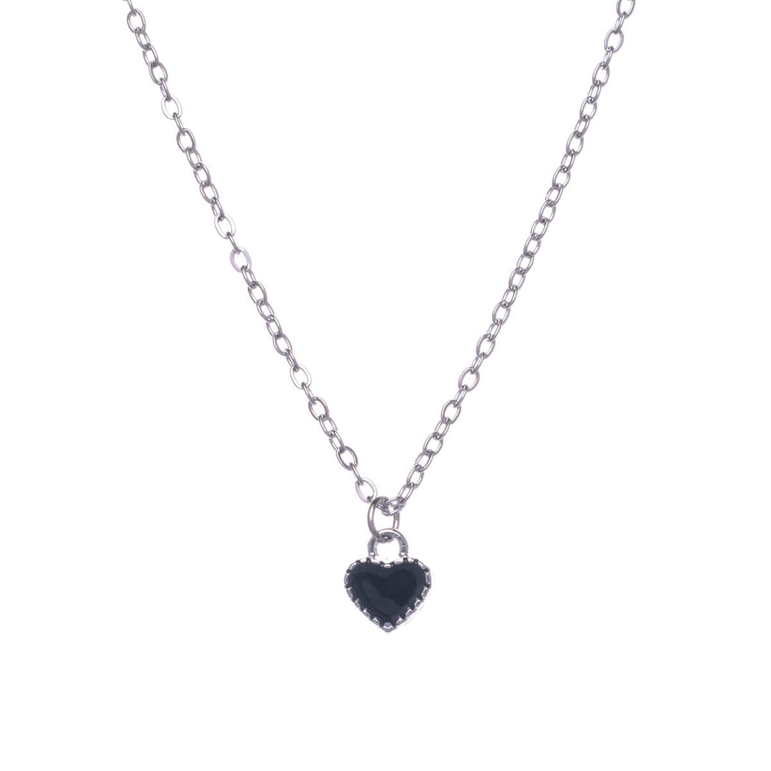 Coloured heart pendant necklace 40cm +5cm (Steel 316L)