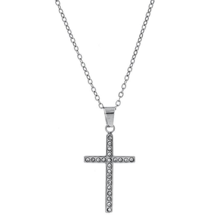 Stone cross pendant necklace 42cm (Steel 316L)