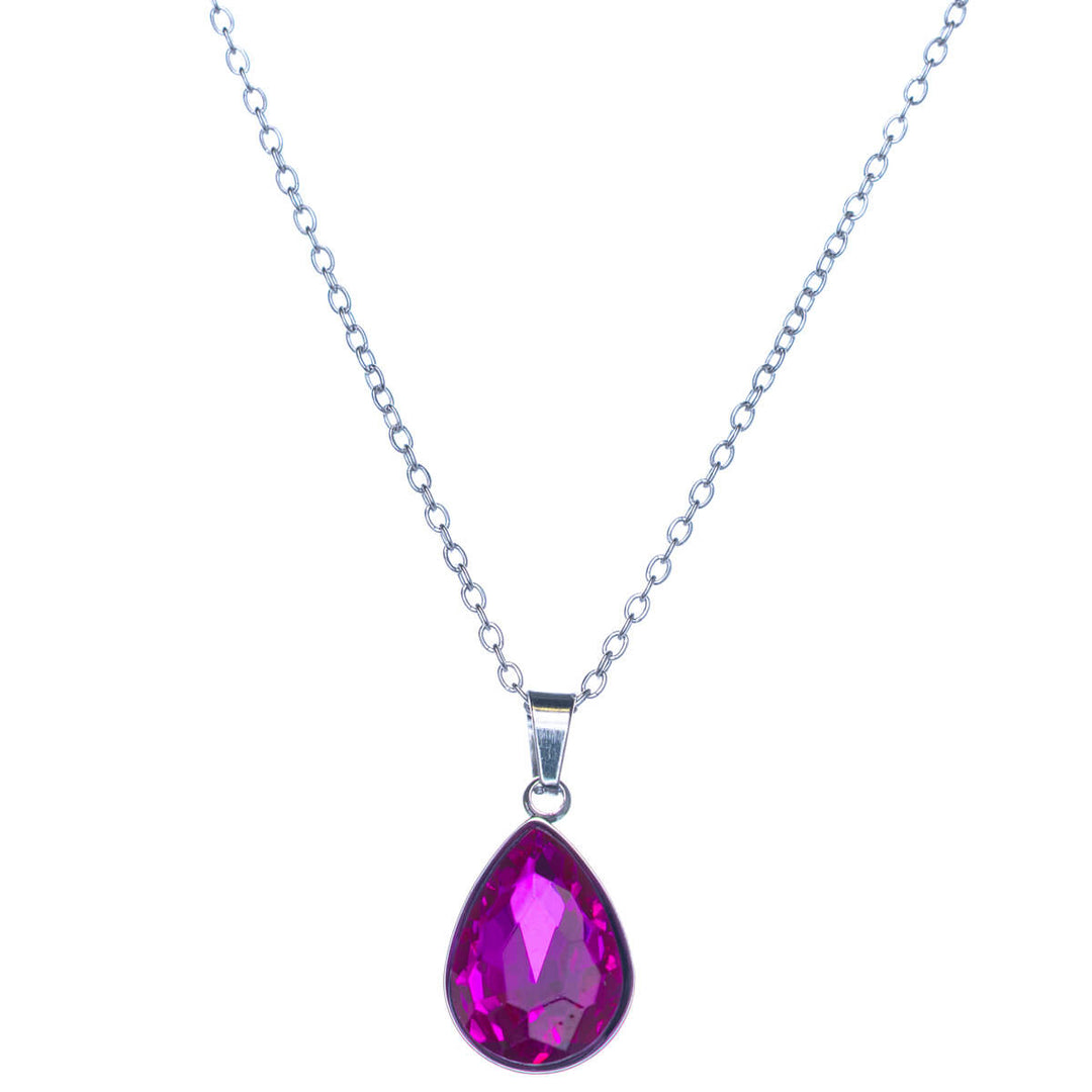 Stone teardrop pendant necklace (Steel 316L)