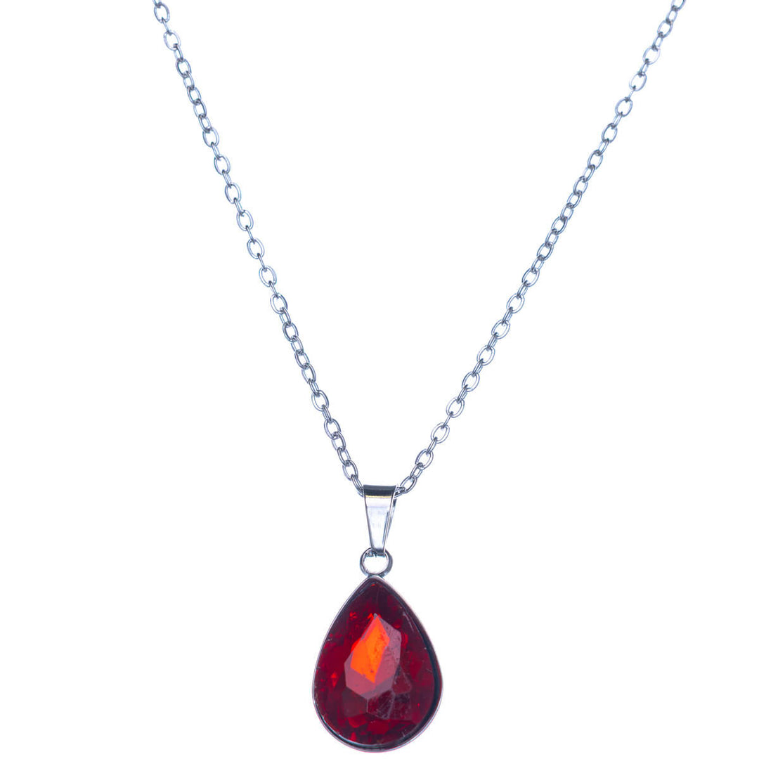 Stone teardrop pendant necklace (Steel 316L)