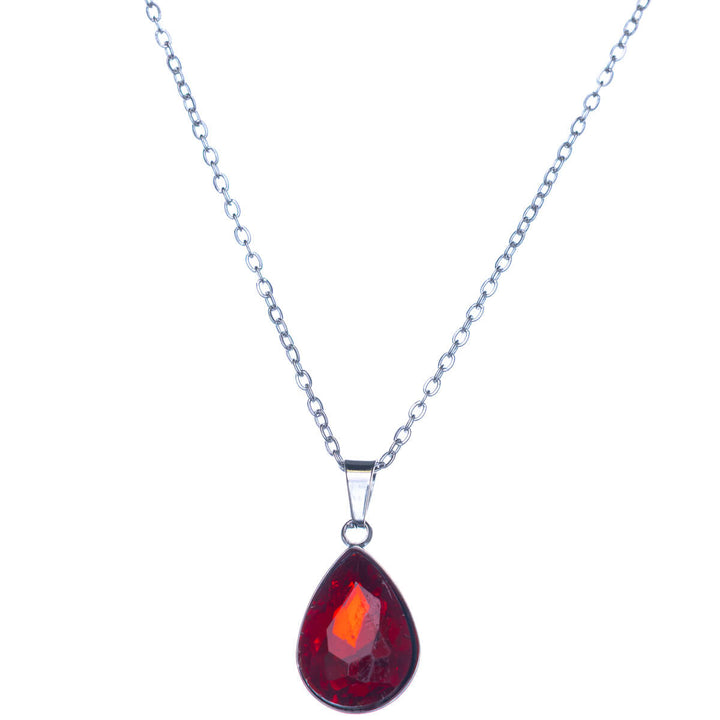Stone teardrop pendant necklace (Steel 316L)