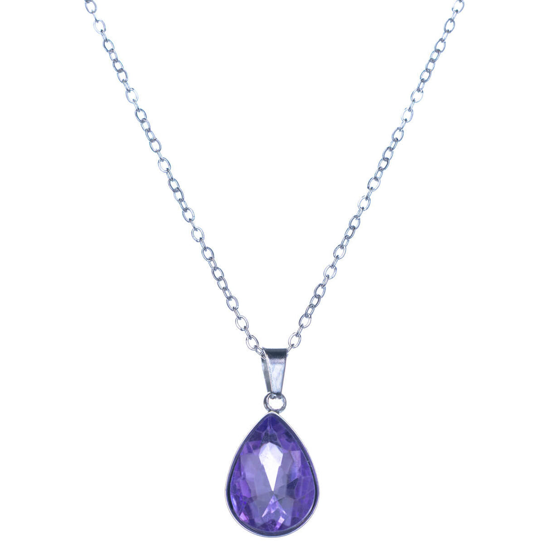 Stone teardrop pendant necklace (Steel 316L)