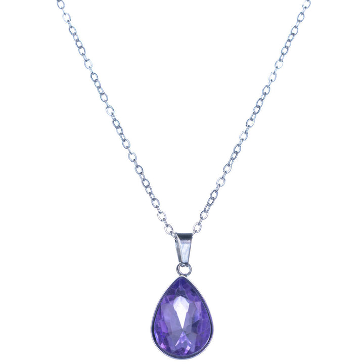 Stone teardrop pendant necklace (Steel 316L)