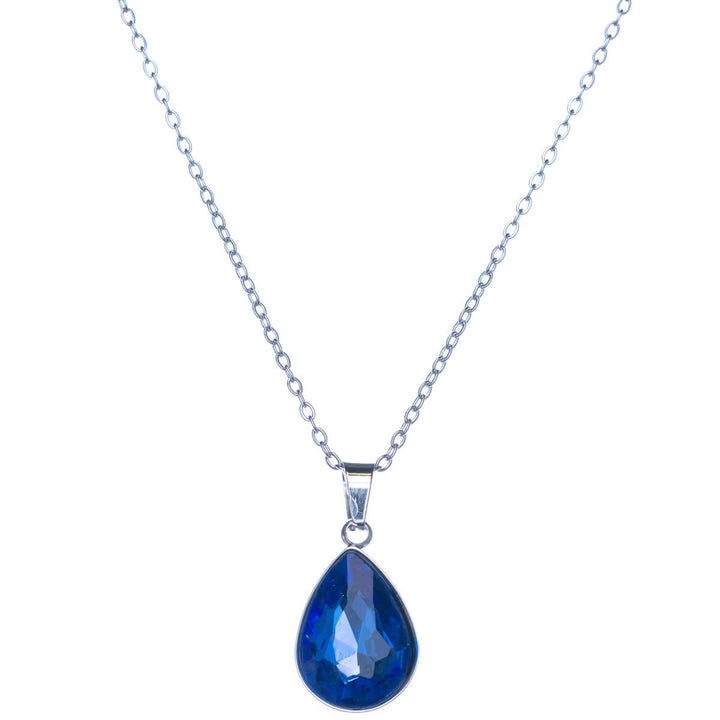 Stone teardrop pendant necklace (Steel 316L)