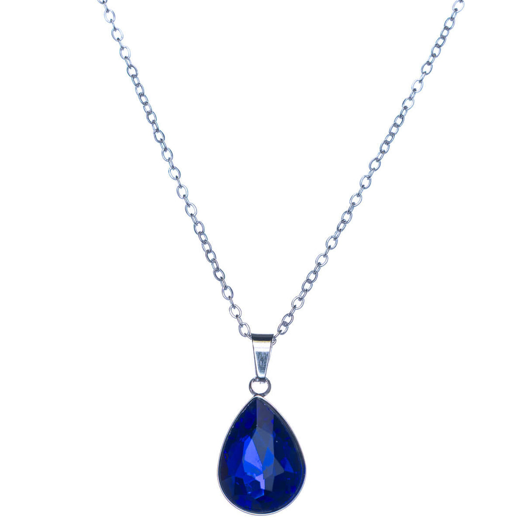 Stone teardrop pendant necklace (Steel 316L)