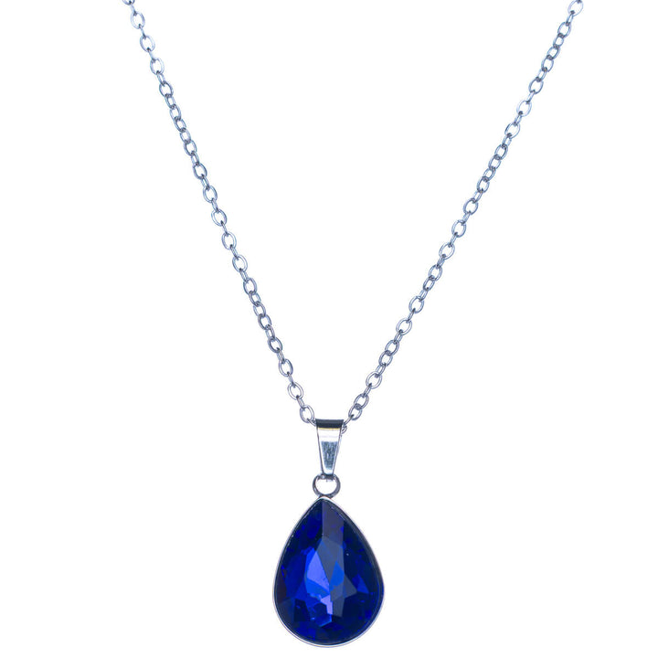 Stone teardrop pendant necklace (Steel 316L)