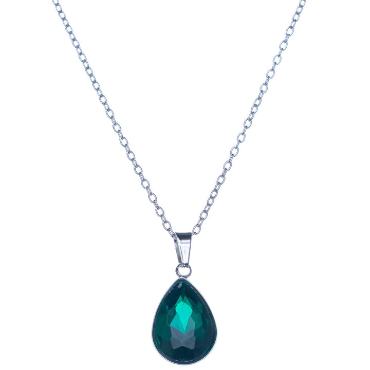 Stone teardrop pendant necklace (Steel 316L)