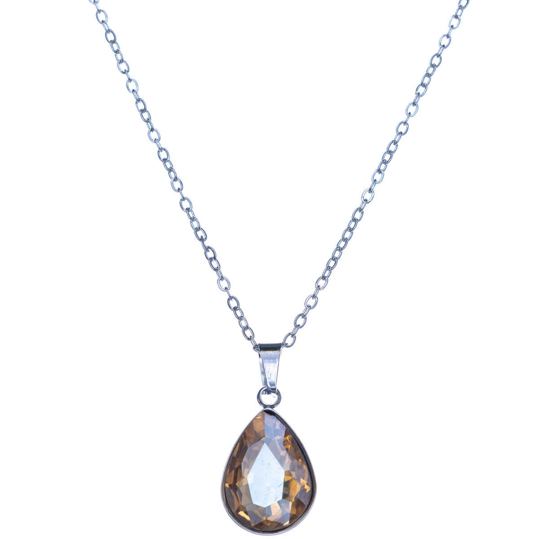 Stone teardrop pendant necklace (Steel 316L)