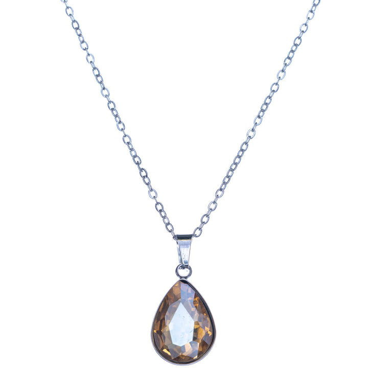 Stone teardrop pendant necklace (Steel 316L)