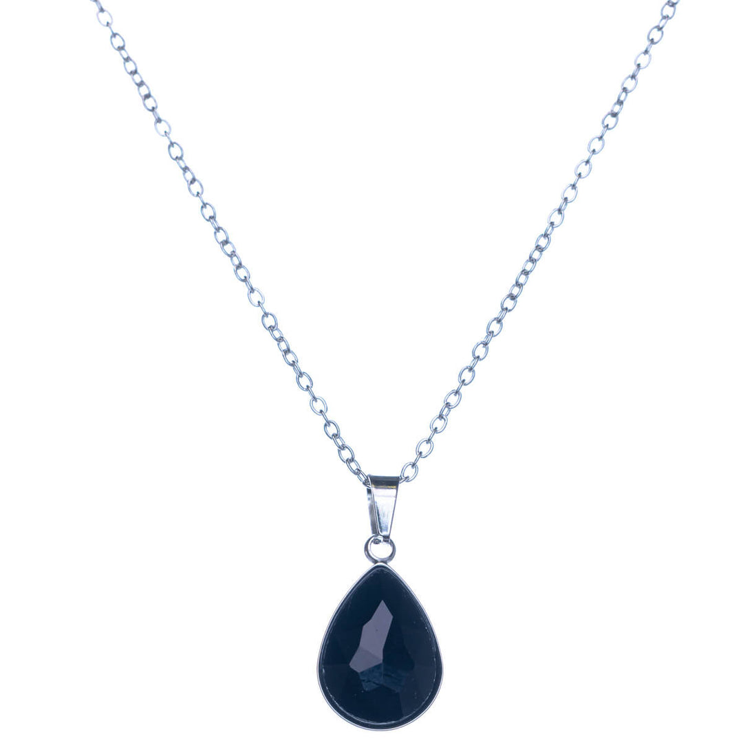 Stone teardrop pendant necklace (Steel 316L)