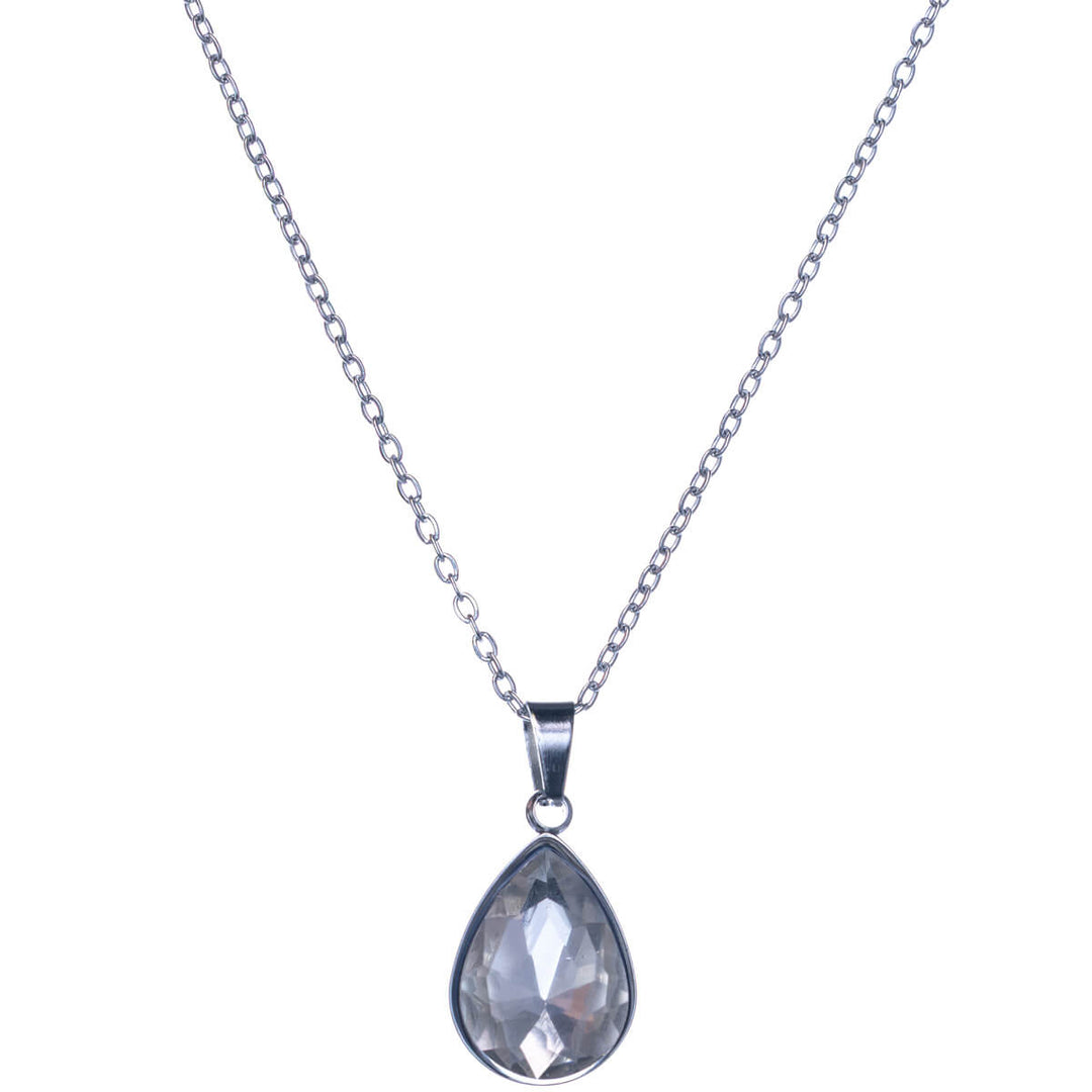 Stone teardrop pendant necklace (Steel 316L)