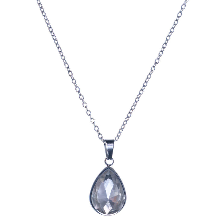Stone teardrop pendant necklace (Steel 316L)