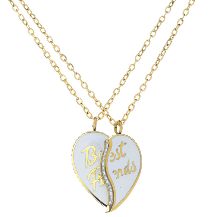 Best friends necklace 18k gold plated steel