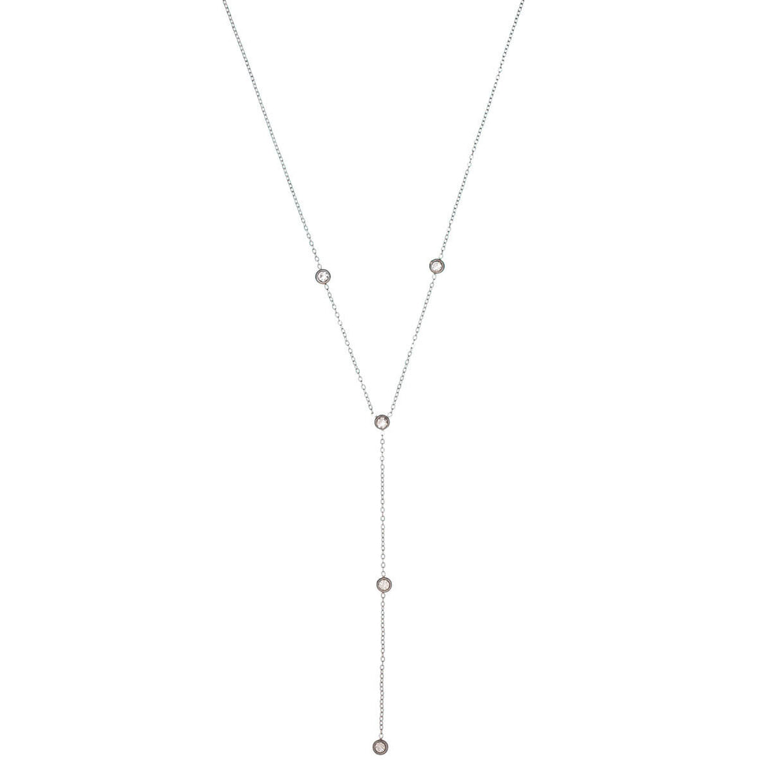 Adjustable Y-shaped necklace with zirconia stones (Steel 316L)