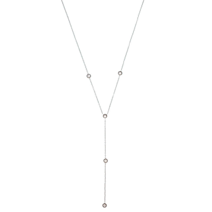 Adjustable Y-shaped necklace with zirconia stones (Steel 316L)