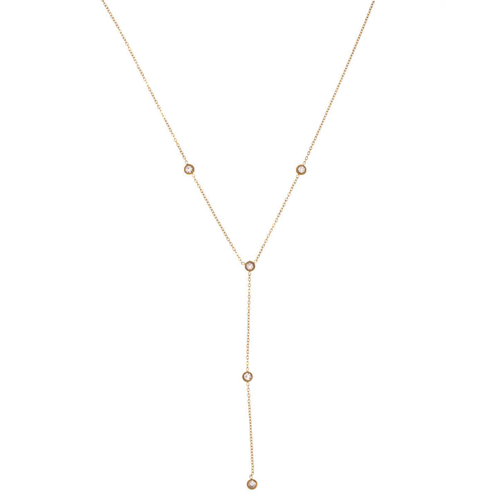 Adjustable Y-shaped necklace with zirconia stones (Steel 316L)