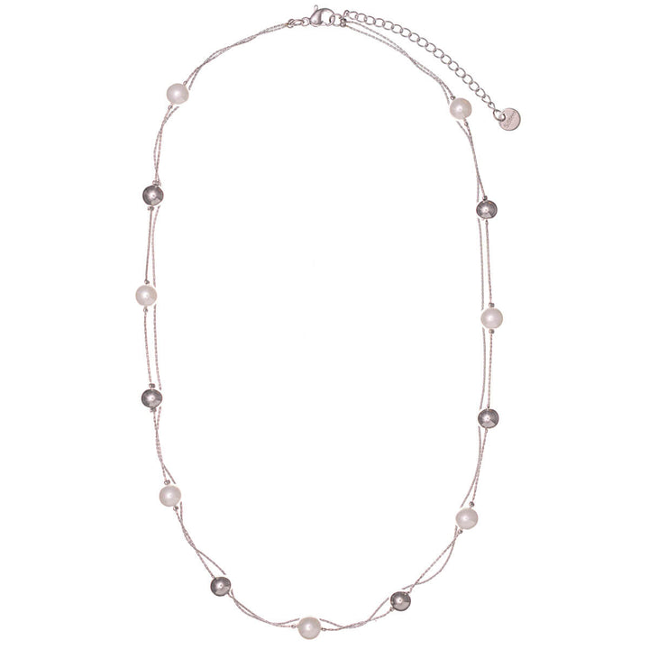 Double-row pearl necklace 41cm (316L steel)
