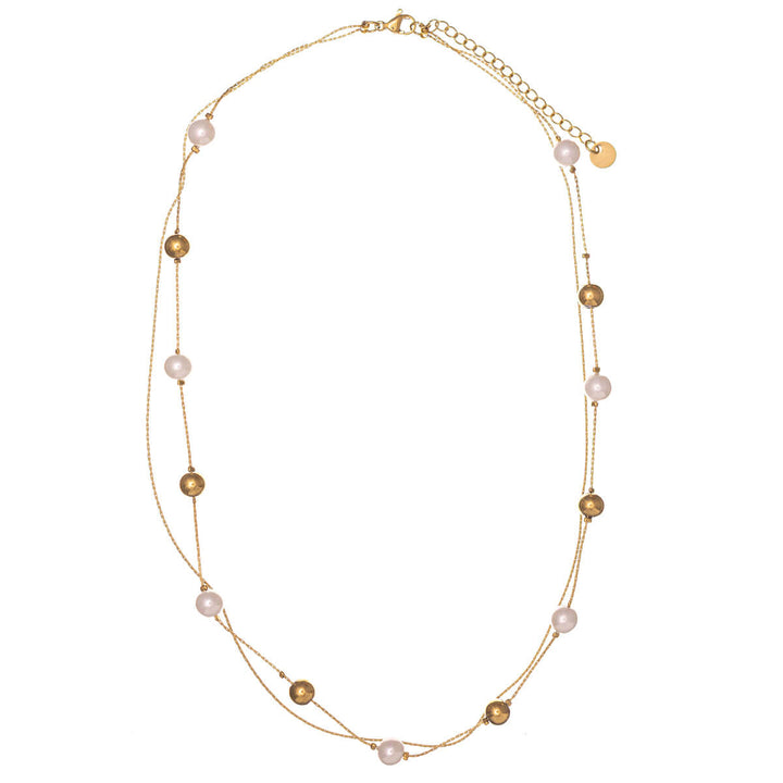 Double-row pearl necklace 41cm (316L steel)