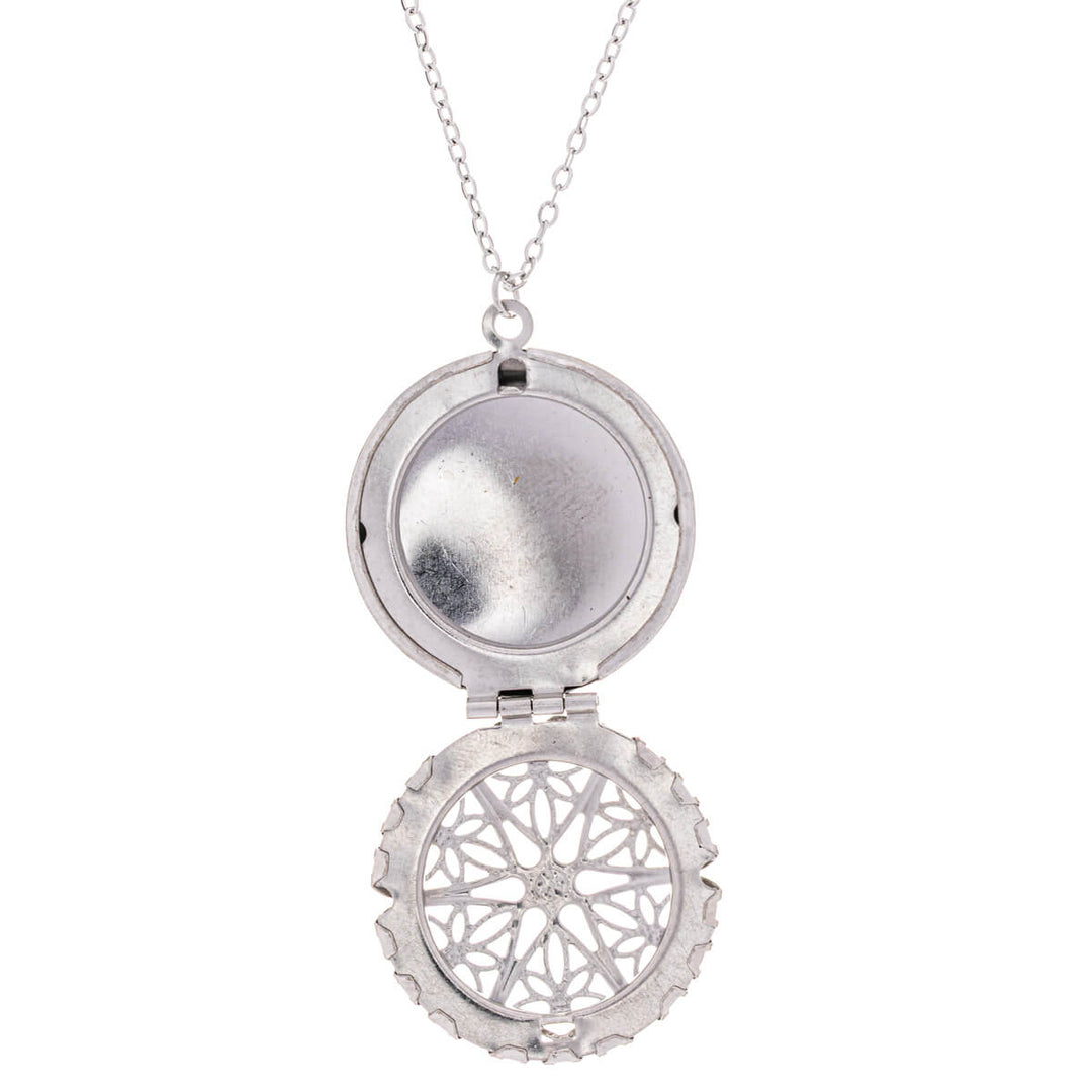 Textured round medallion pendant necklace (316L steel)