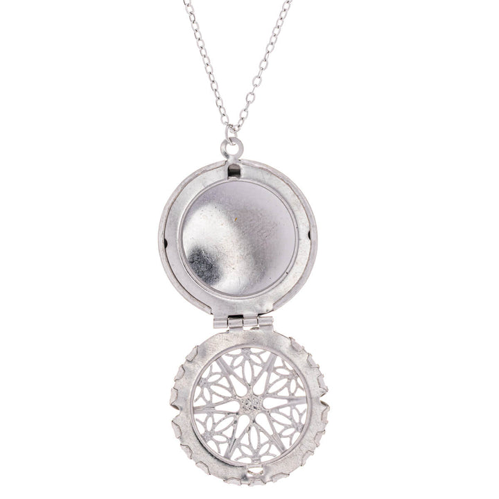 Textured round medallion pendant necklace (316L steel)