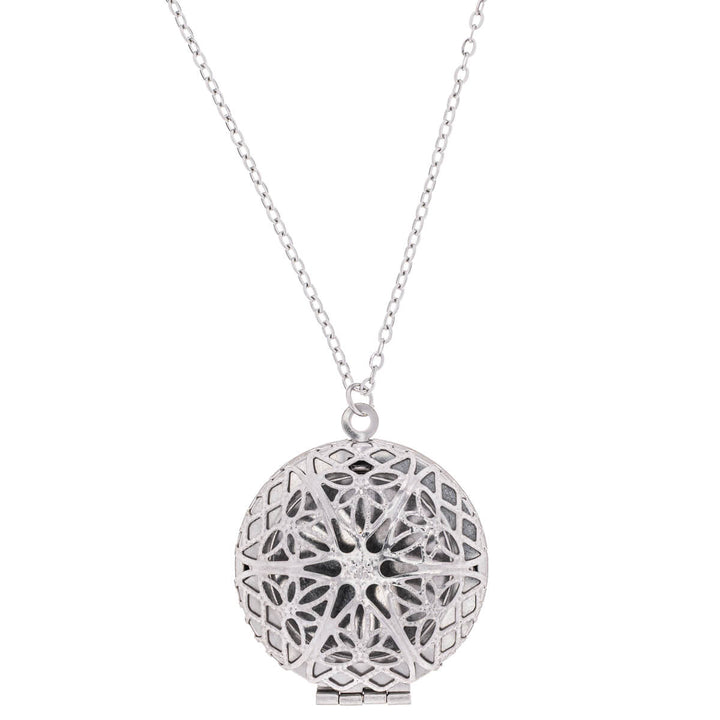 Textured round medallion pendant necklace (316L steel)