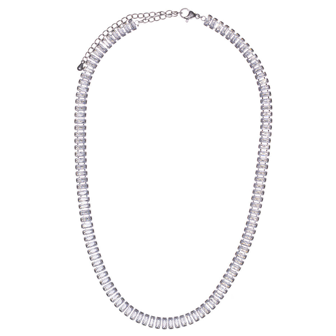 Wide baguette zirconia necklace