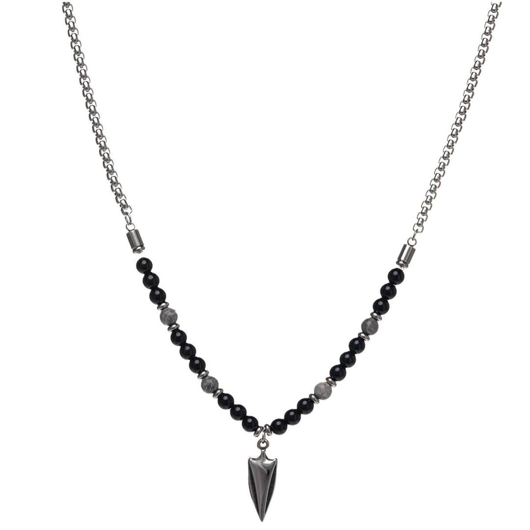 Men's necklace with arrow pendant – stone & steel (316L)