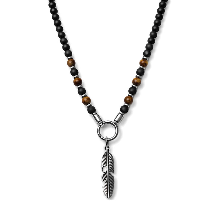 Men's necklace with clasp – stone & steel (316L)