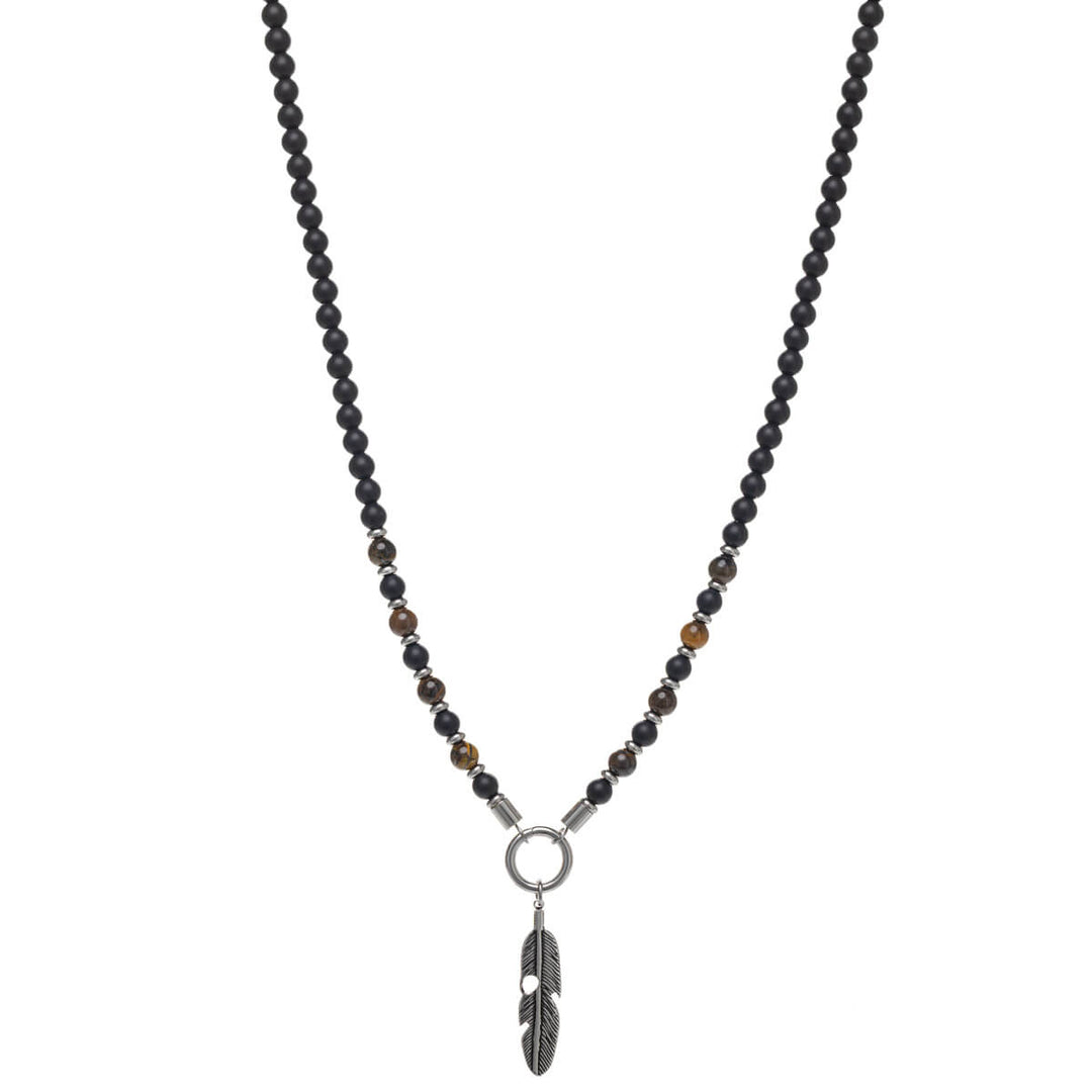 Men's necklace with clasp – stone & steel (316L)