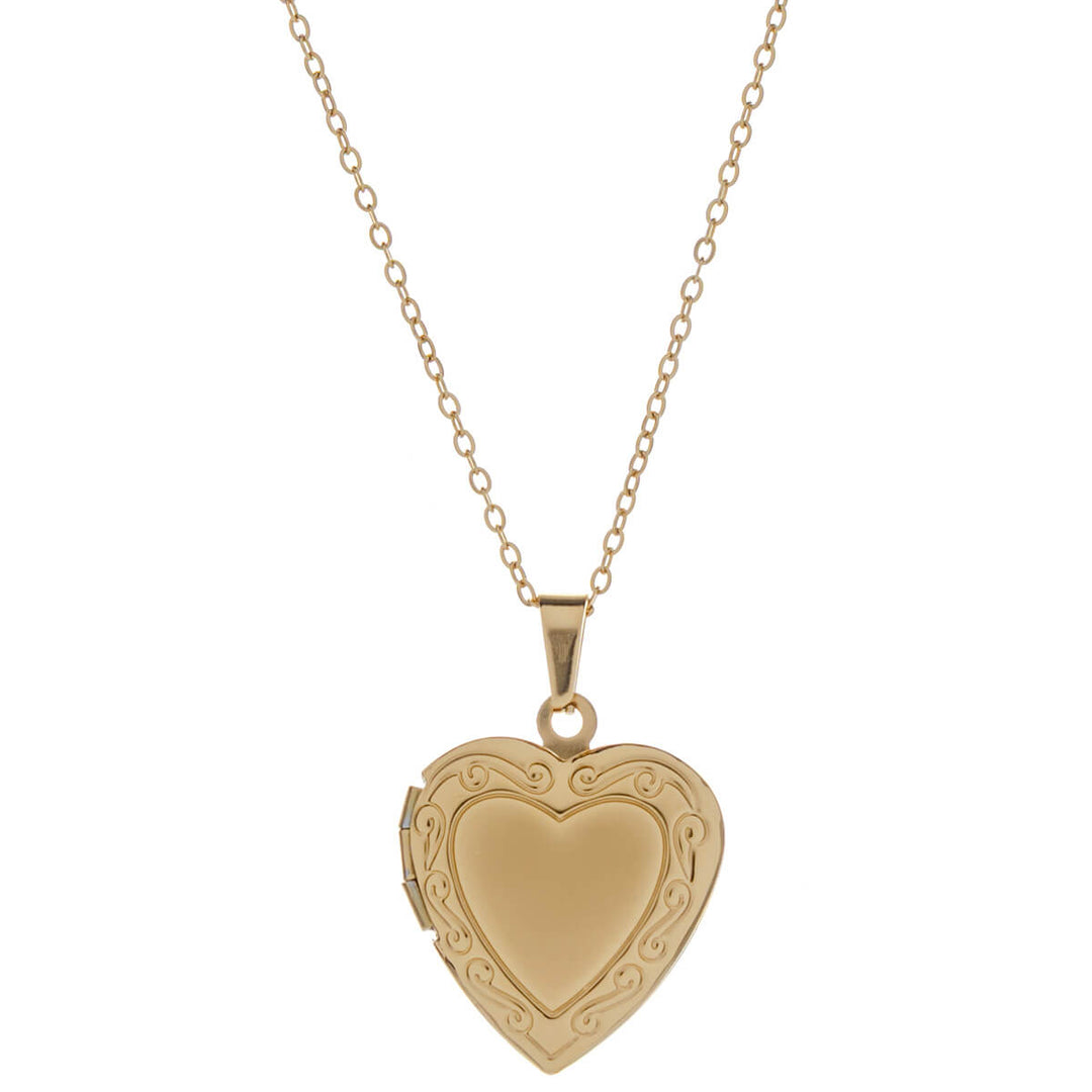 Patterned heart medallion pendant necklace - surgical steel (316L)