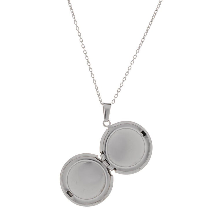 Flat round medallion pendant necklace - surgical steel (316L)