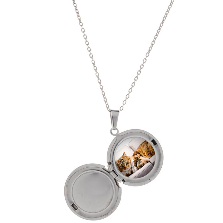 Flat round medallion pendant necklace - surgical steel (316L)