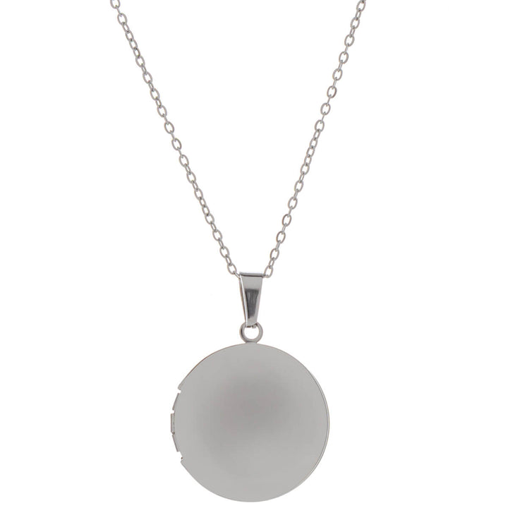 Flat round medallion pendant necklace - surgical steel (316L)