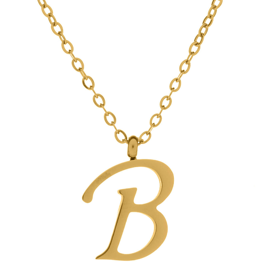 Gold letter necklace calligraphy letter – 18k surgical steel (316L)