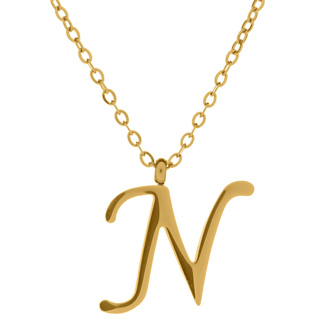 Gold letter necklace calligraphy letter – 18k surgical steel (316L)