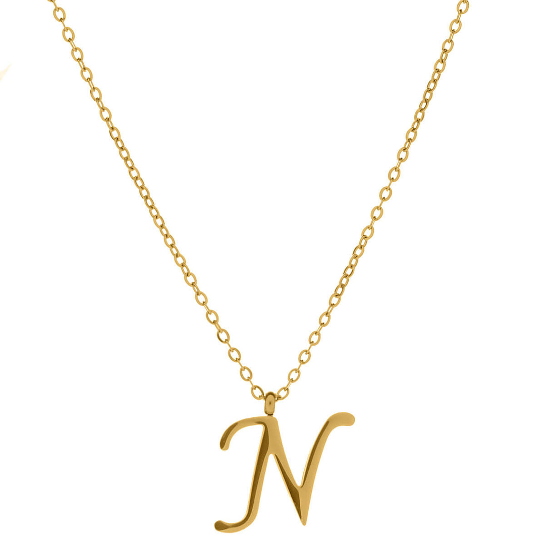 Gold letter necklace calligraphy letter – 18k surgical steel (316L)
