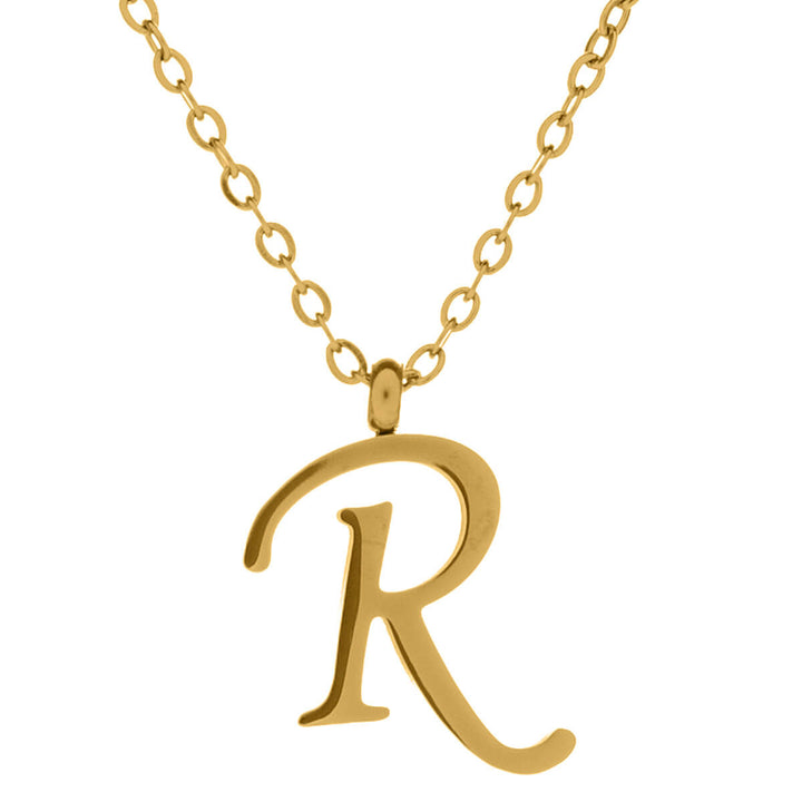 Gold letter necklace calligraphy letter – 18k surgical steel (316L)
