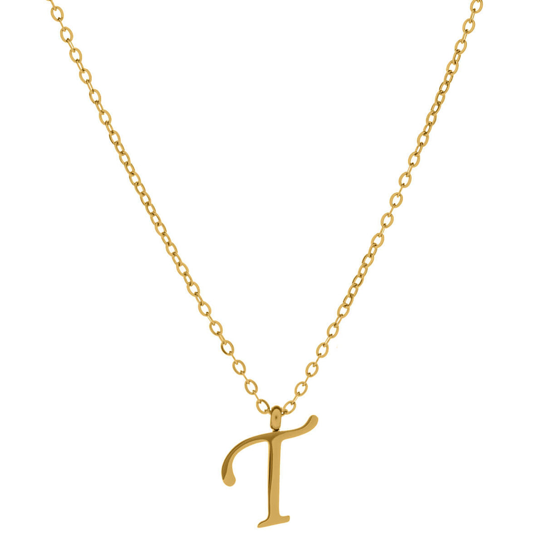 Gold letter necklace calligraphy letter – 18k surgical steel (316L)