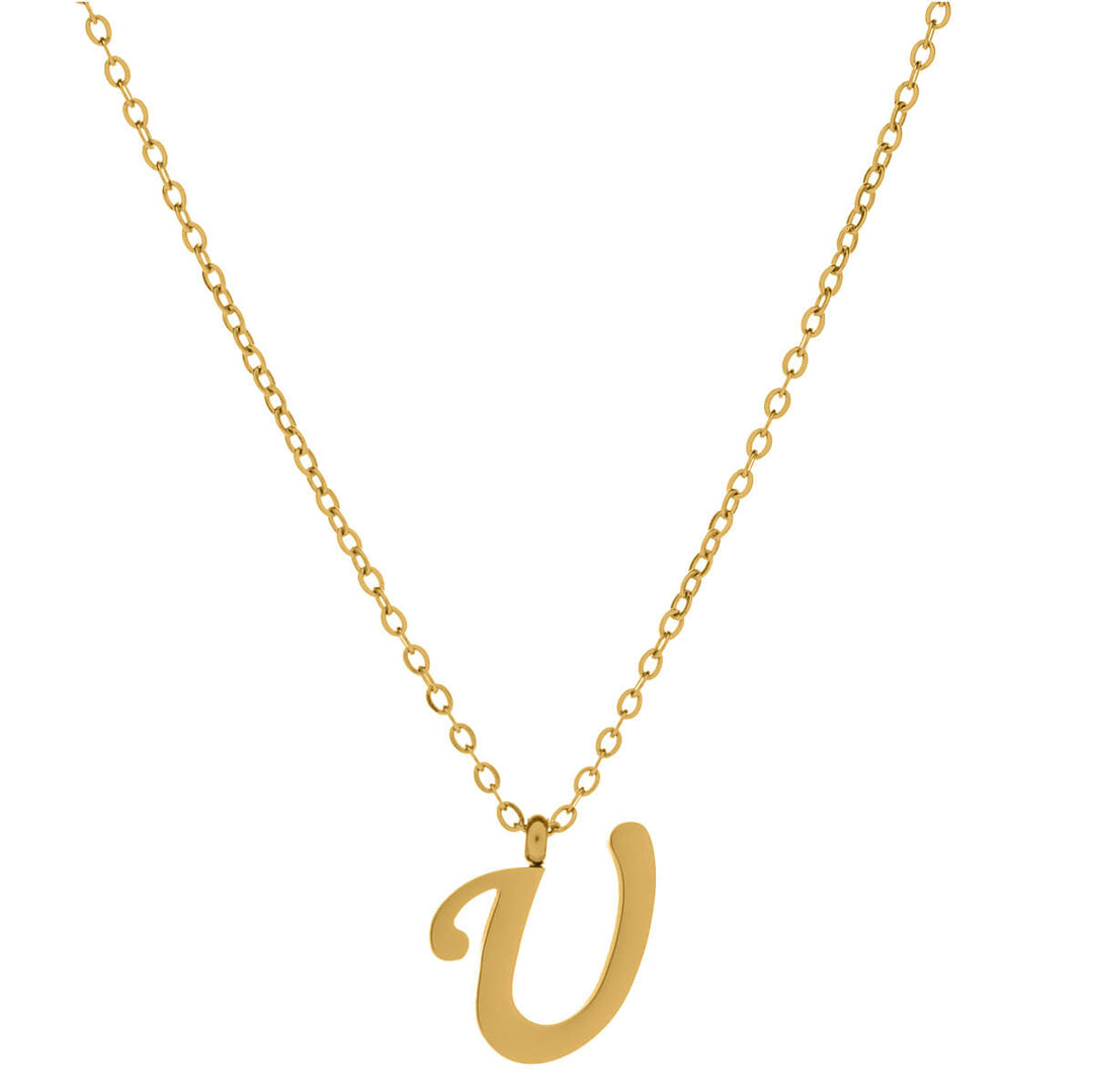 Gold letter necklace calligraphy letter – 18k surgical steel (316L)
