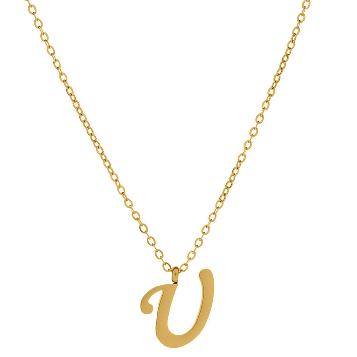 Gold letter necklace calligraphy letter – 18k surgical steel (316L)