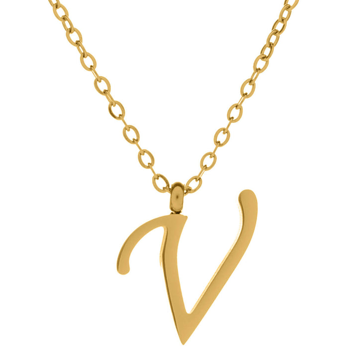 Gold letter necklace calligraphy letter – 18k surgical steel (316L)