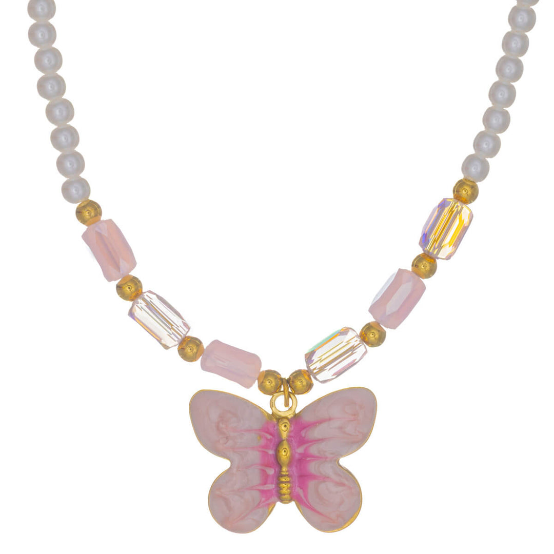Butterfly Pearl Necklace – A summer necklace with a butterfly pendant (316L stainless steel)