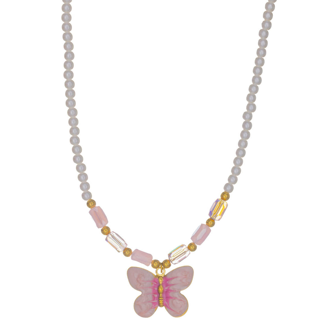 Butterfly Pearl Necklace – A summer necklace with a butterfly pendant (316L stainless steel)