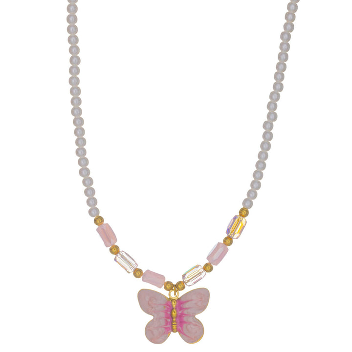 Butterfly Pearl Necklace – A summer necklace with a butterfly pendant (316L stainless steel)