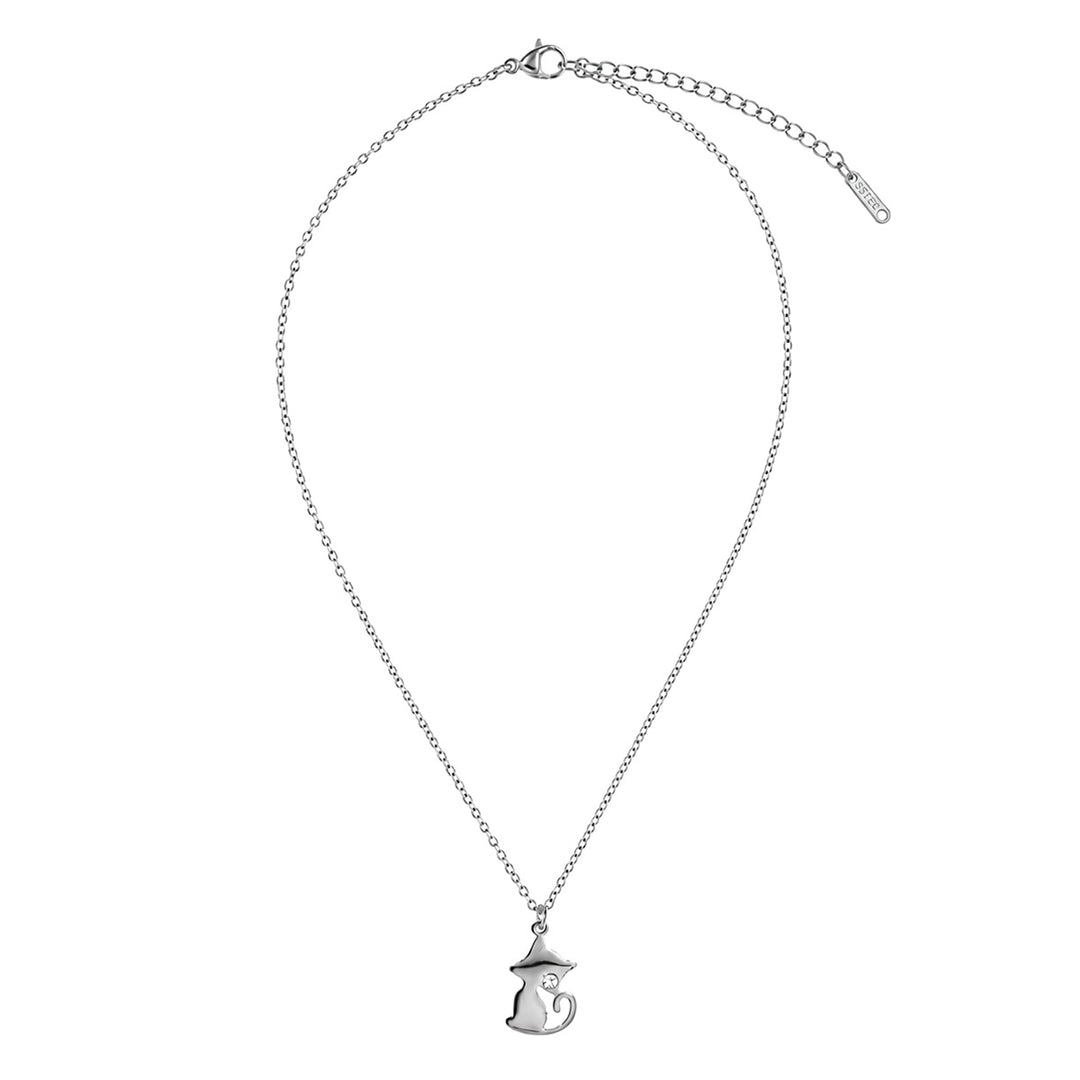 Cat Necklace with Stone Pendant (316L Stainless Steel)