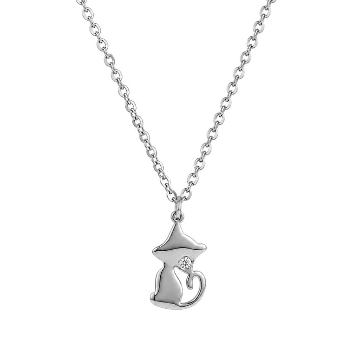 Cat Necklace with Stone Pendant (316L Stainless Steel)