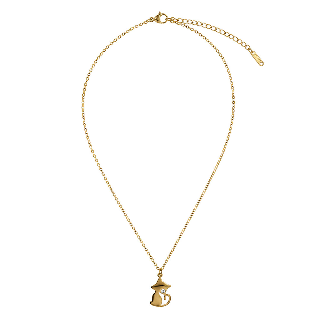 Cat Necklace with Stone Pendant (316L Stainless Steel)
