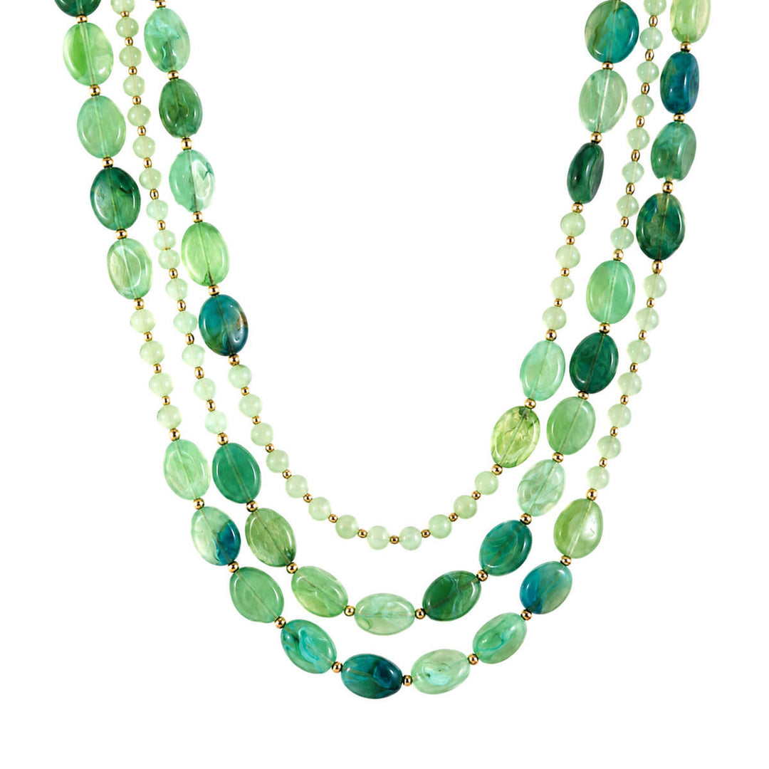 Long green necklaces